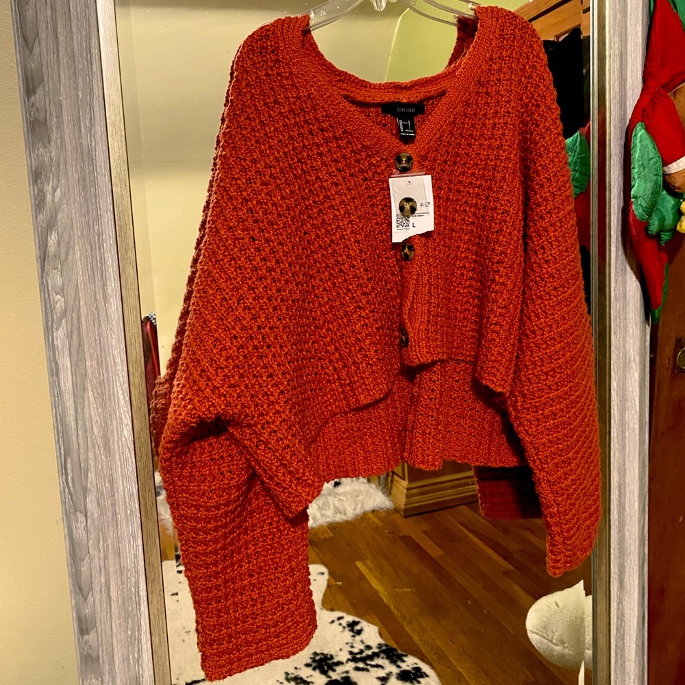 Forever 21 knit orange crop top sweater Large